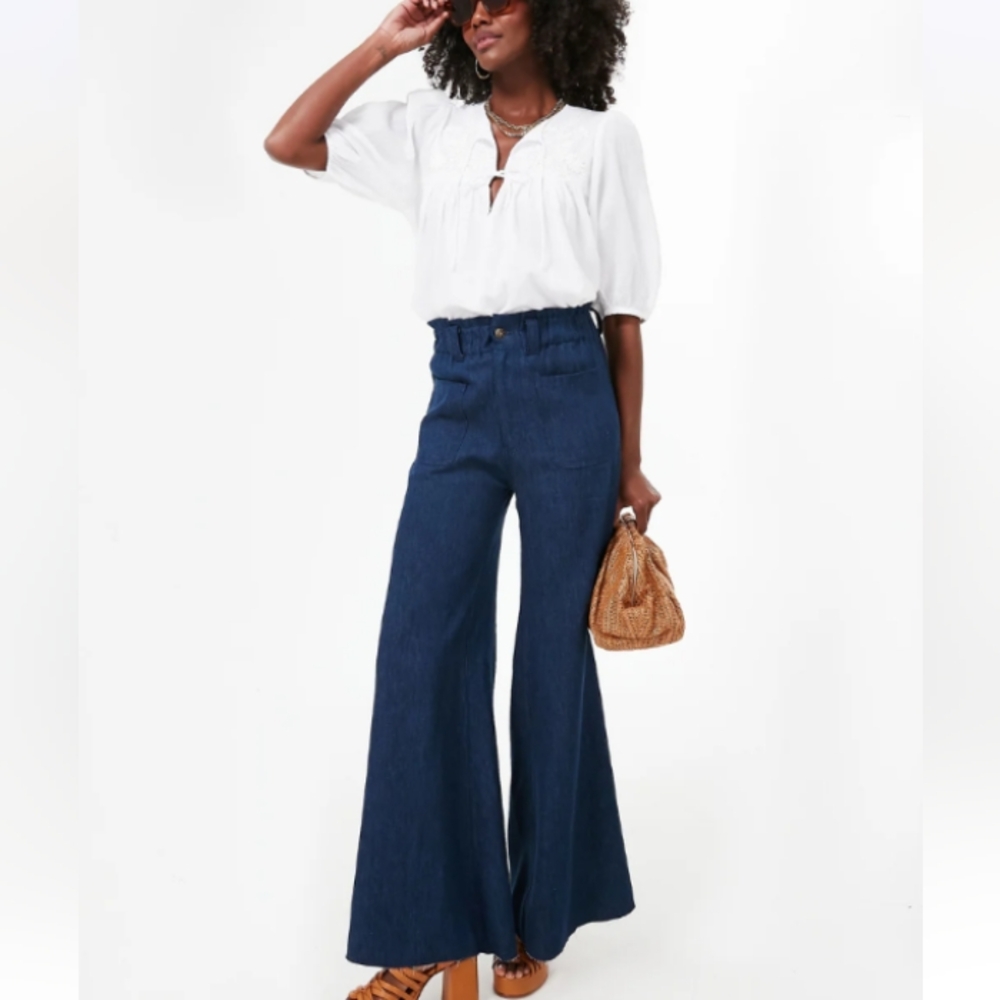 Emerson Fry Organic Tulip Hemp Indigo Wide Leg Jeans sz XL
